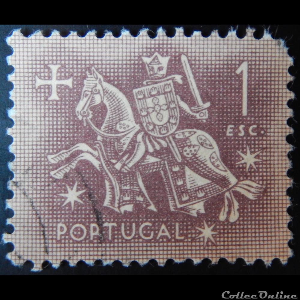 Portugal 00779 chevalier à cheval 1$ de 1953 3 timbre europe portugal 00779 chevalier a cheval 1 de 1953