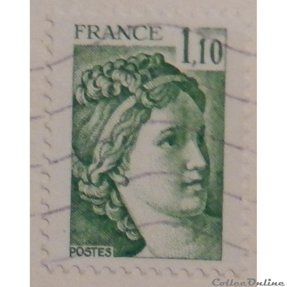 timbre france 02058 sabine de gandon 1 10f vert de 1979