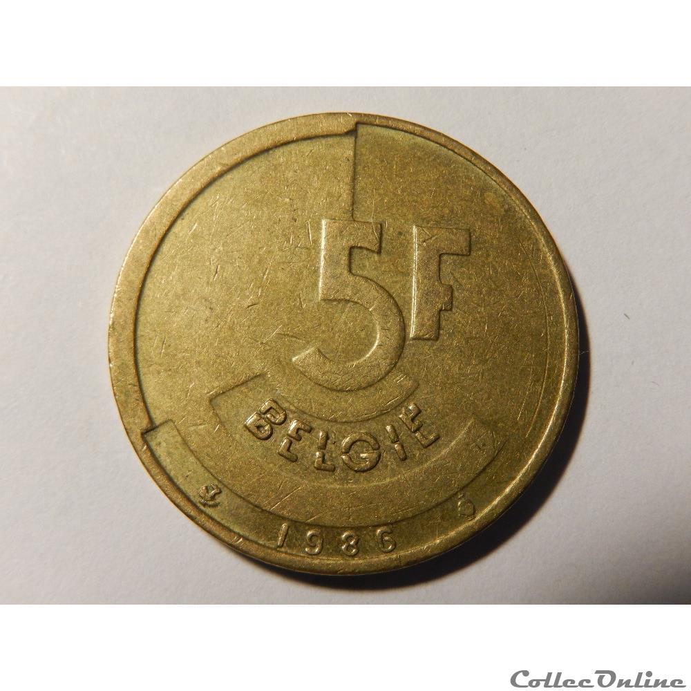 monnaie monde belgique 5 francs 1986