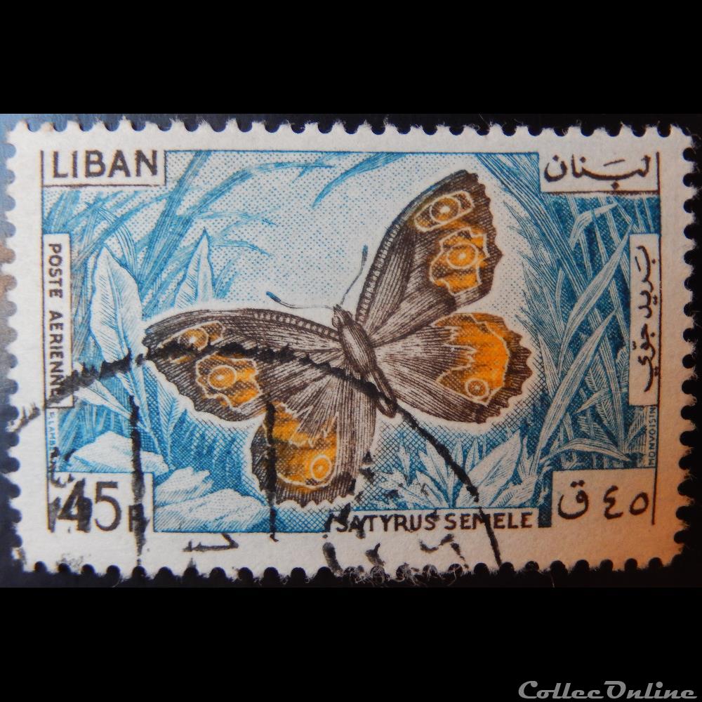 Liban PA0335 papillon Agreste 45p de 1965 timbre asie liban pa0335 papillon agreste 45p de 1965