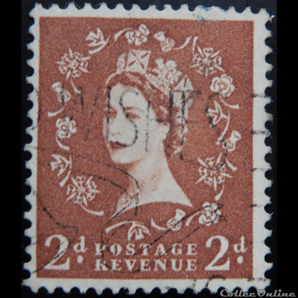 Royaume-Uni 00290 reine Elisabeth II 2d de 1955 2 timbre europe royaume uni 00290 reine elisabeth ii 2d de 1955