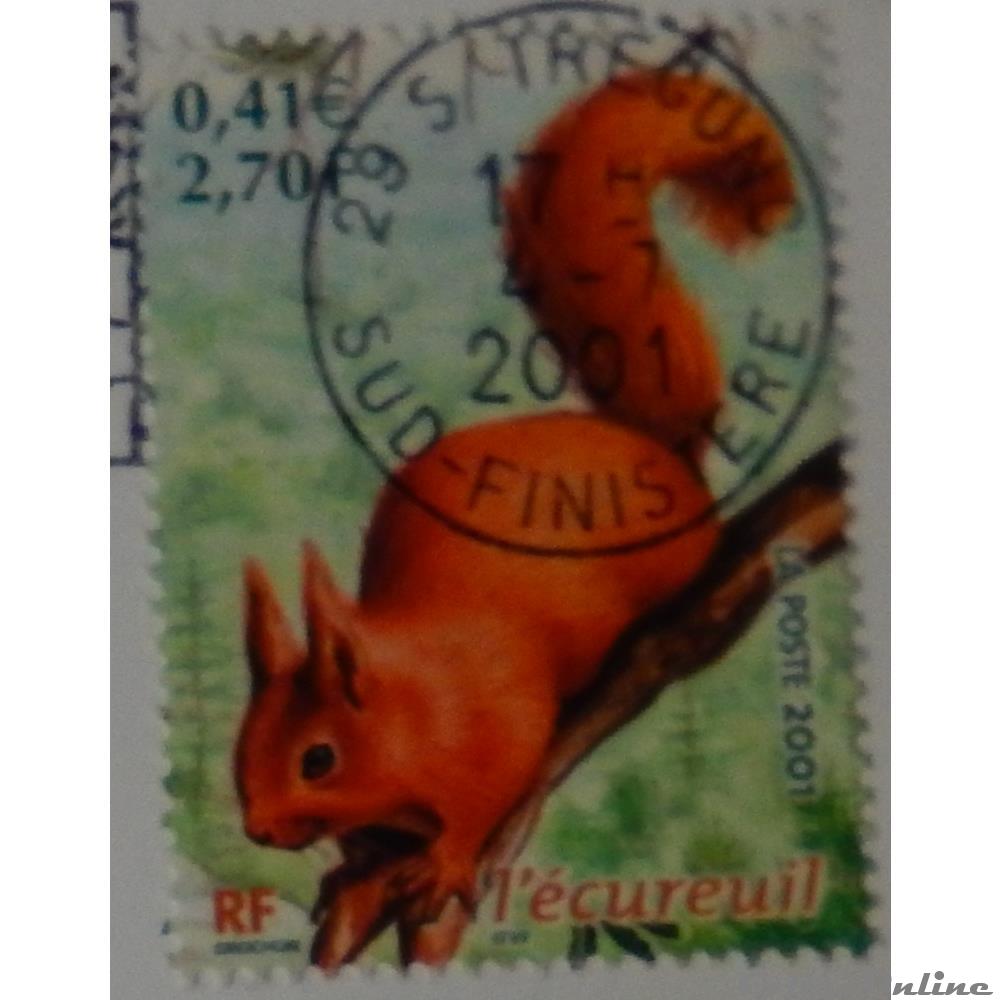timbre france 03381 animaux des bois ecureuil 2f70 0 41 de 2001