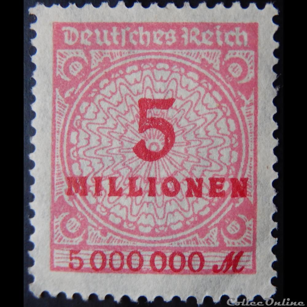 Allemagne Reich 00298 chiffre 5 000 000RM de 1923 timbre europe allemagne reich 00298 chiffre 5 000 000rm de 1923