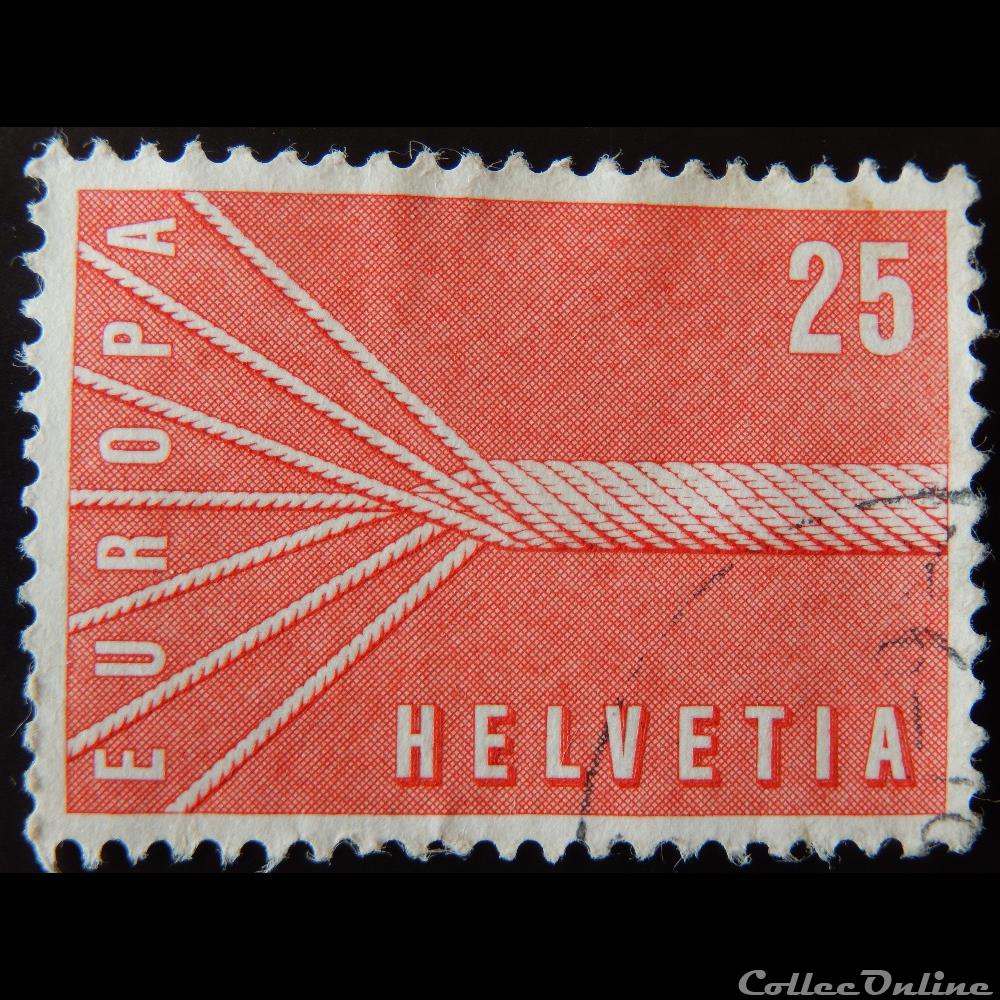 Suisse 00595 Cable à 7 brins 25cts de 1957 timbre europe suisse 00595 cable a 7 brins 25cts de 1957