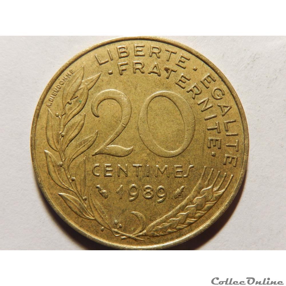 monnaie france moderne 20 centimes marianne 1989