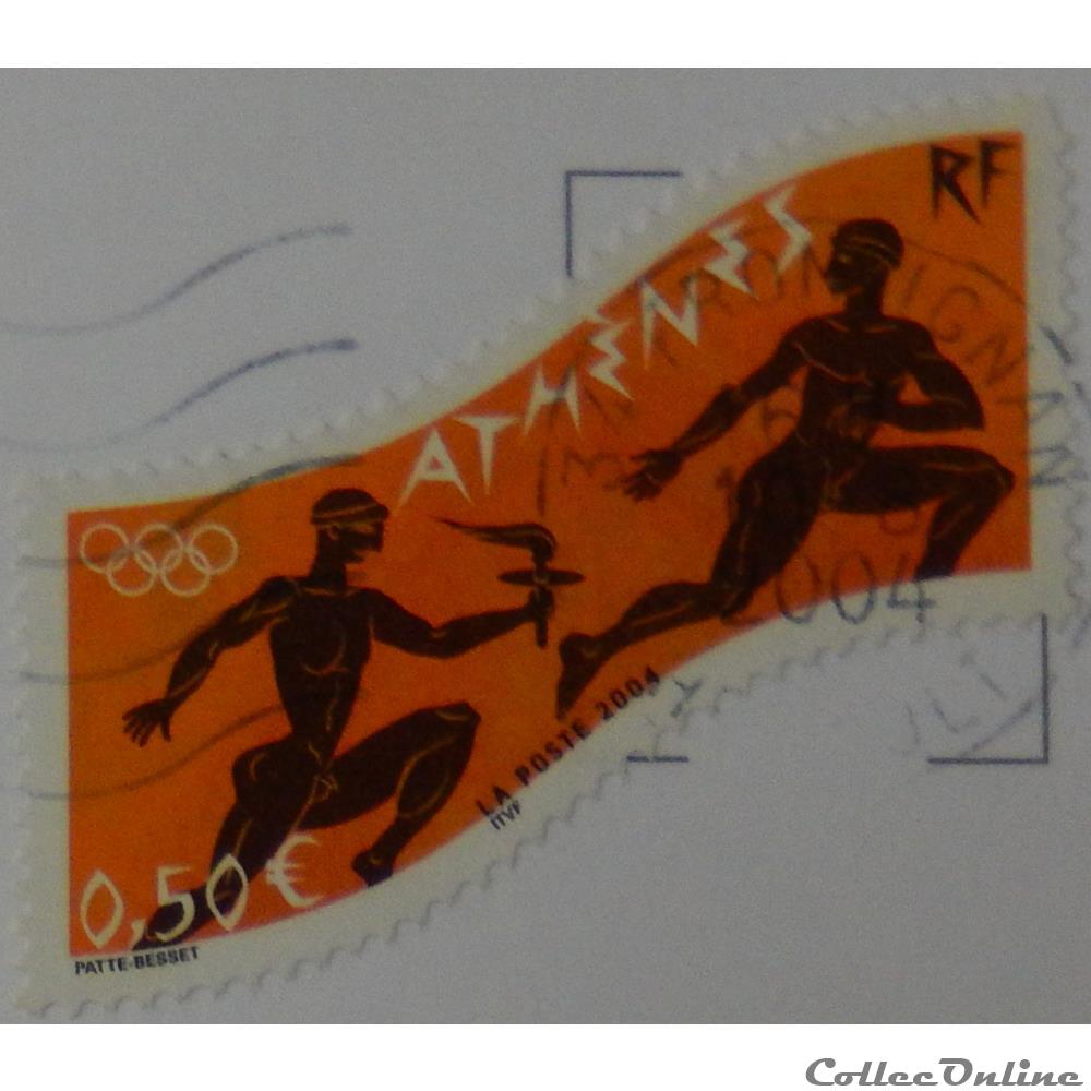 03687 28èmes Jeux Olympiques - Athènes 2004 Relai antique et flamme olympique 0.50€ timbre france 03687 28emes jeux olympiques athenes 2004 relai antique et flamme olympique 0 50