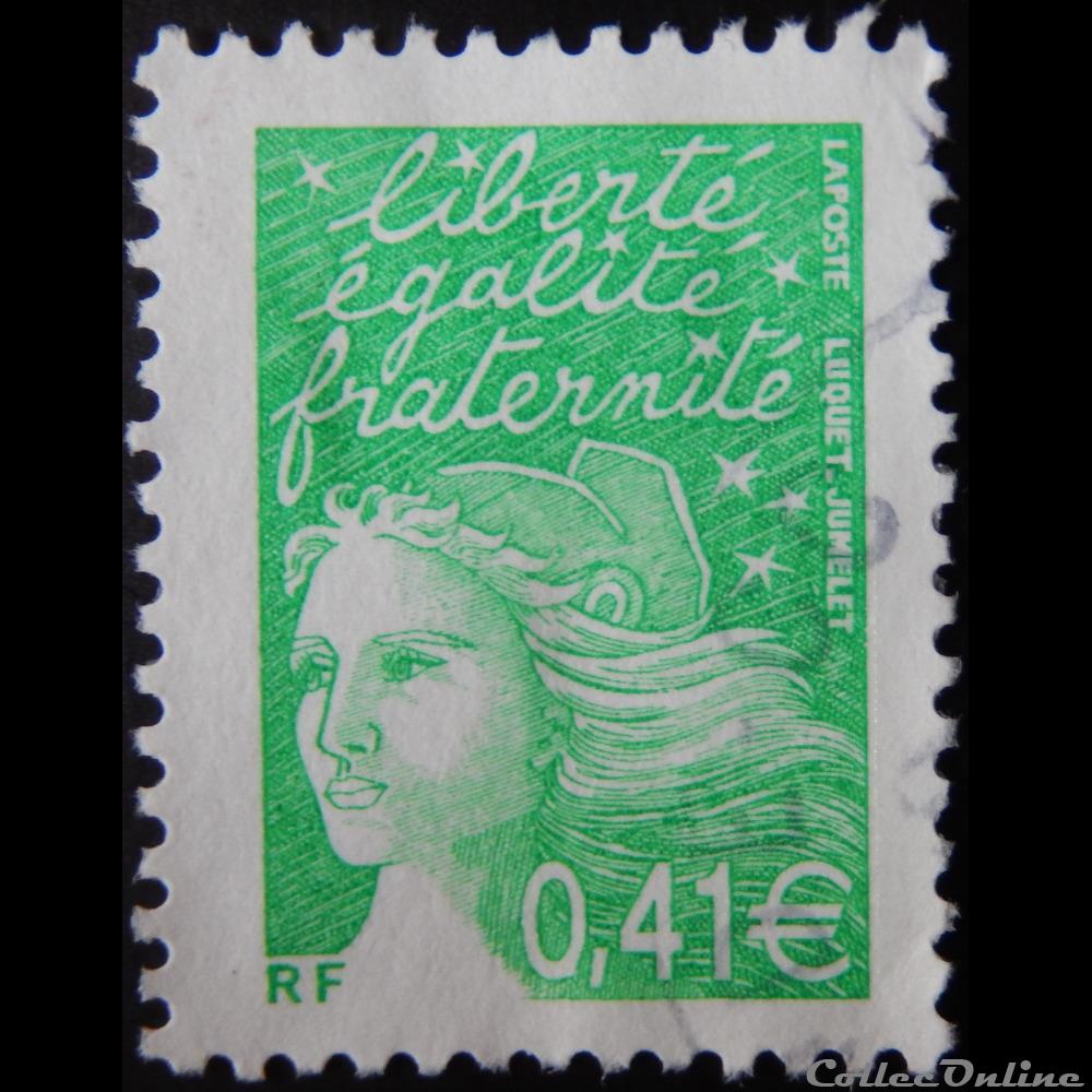 03448 Marianne de Luquet 0,41 € vert de 2002 3 timbre france 03448 marianne de luquet 0 41 vert de 2002