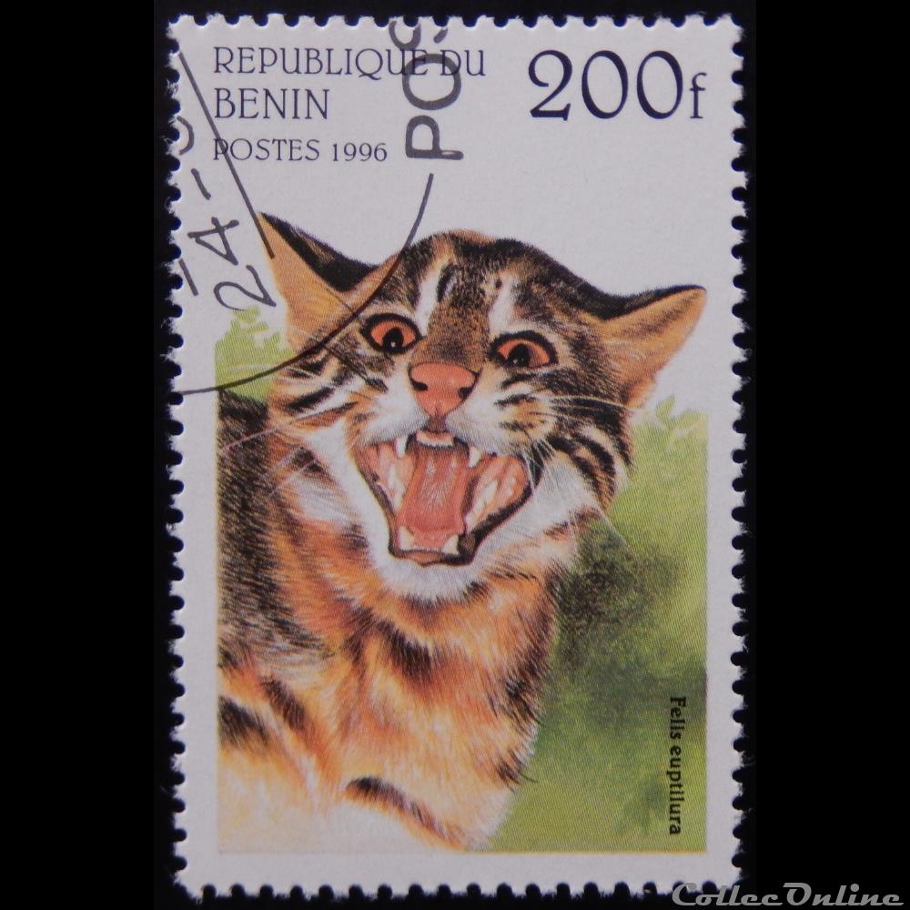 timbre afrique benin 00710ar chat leopard 200f de 1996