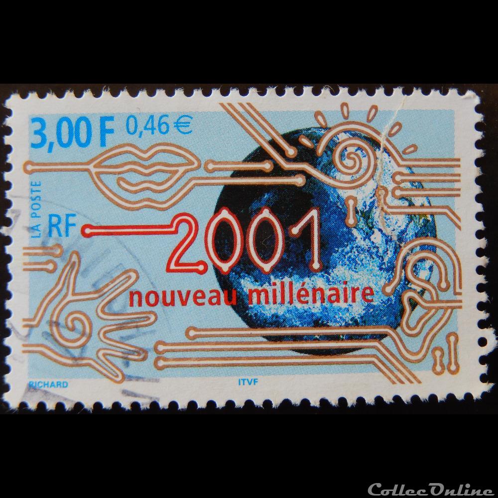 03357 2001 nouveau millénaire 0,46 € - 3,00 F timbre france 03357 2001 nouveau millenaire 0 46 3 00 f