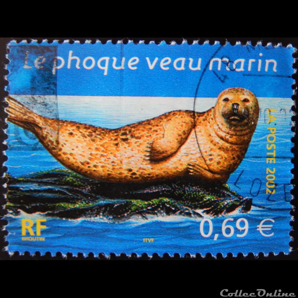 03488 Animaux marins Le phoque veau marin 0.69€ de 2002 3 timbre france 03488 animaux marins le phoque veau marin 0 69 de 2002