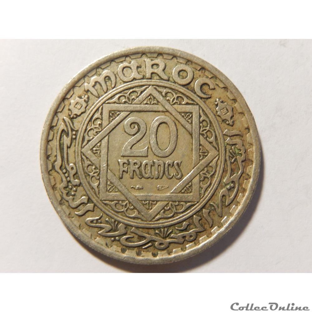 20 francs de 1947 monnaie monde maroc 20 francs de 1947