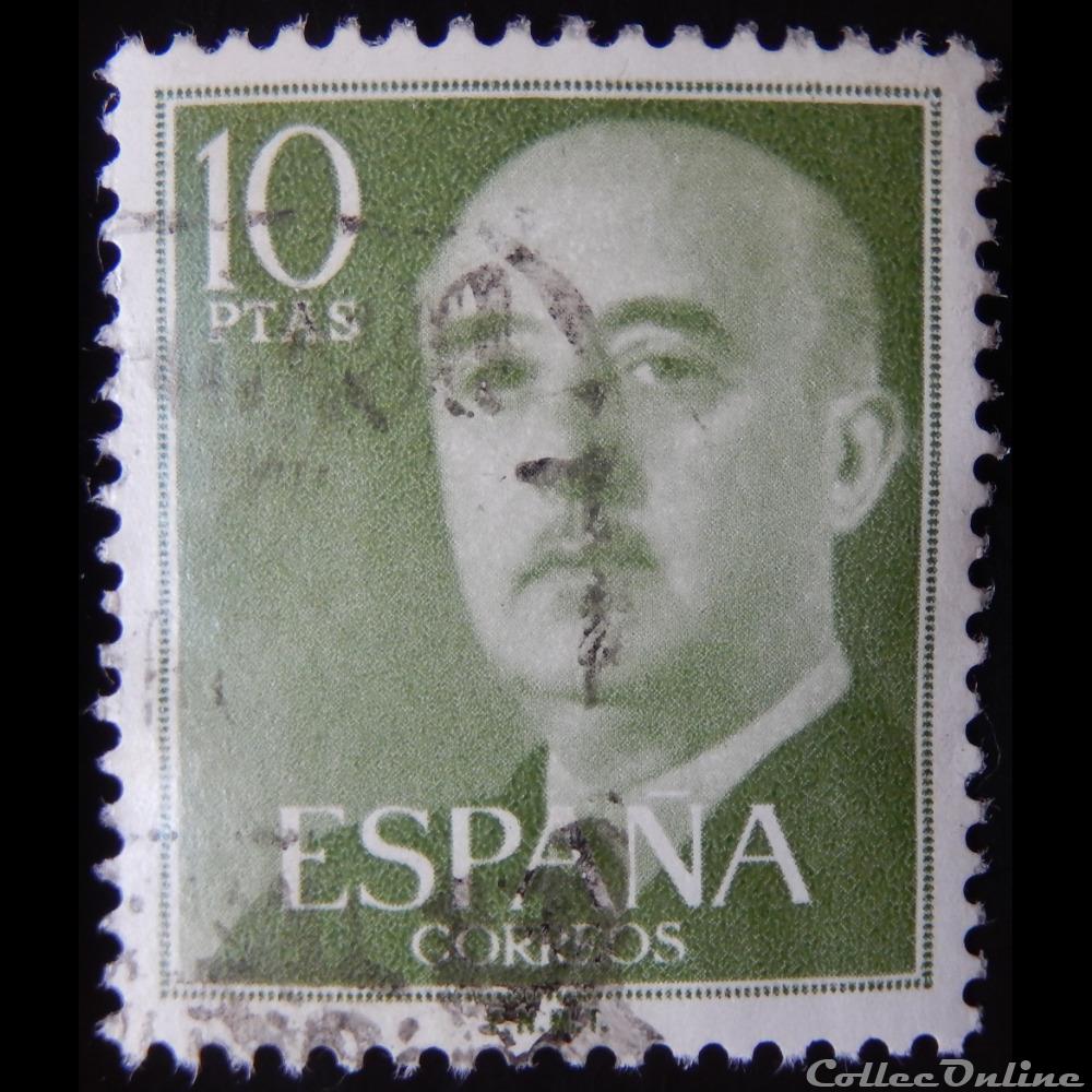 Espagne 00869 général Francisco Franco 10Ptas de 1955 3 timbre europe espagne 00869 general francisco franco 10ptas de 1955