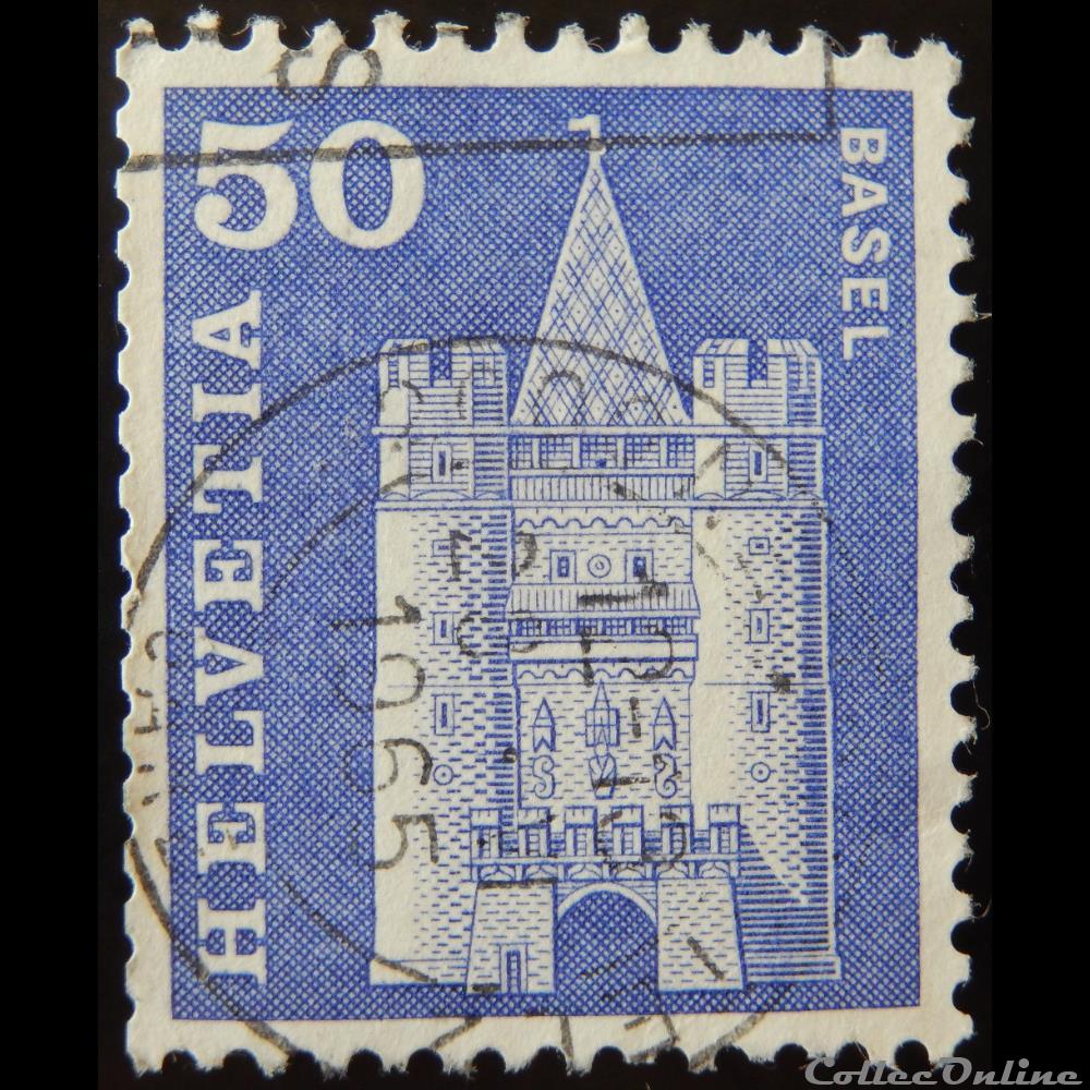 Suisse 00651 Porte Spalen de Bâle 50cts de 1960 timbre europe suisse 00651 porte spalen de bale 50cts de 1960