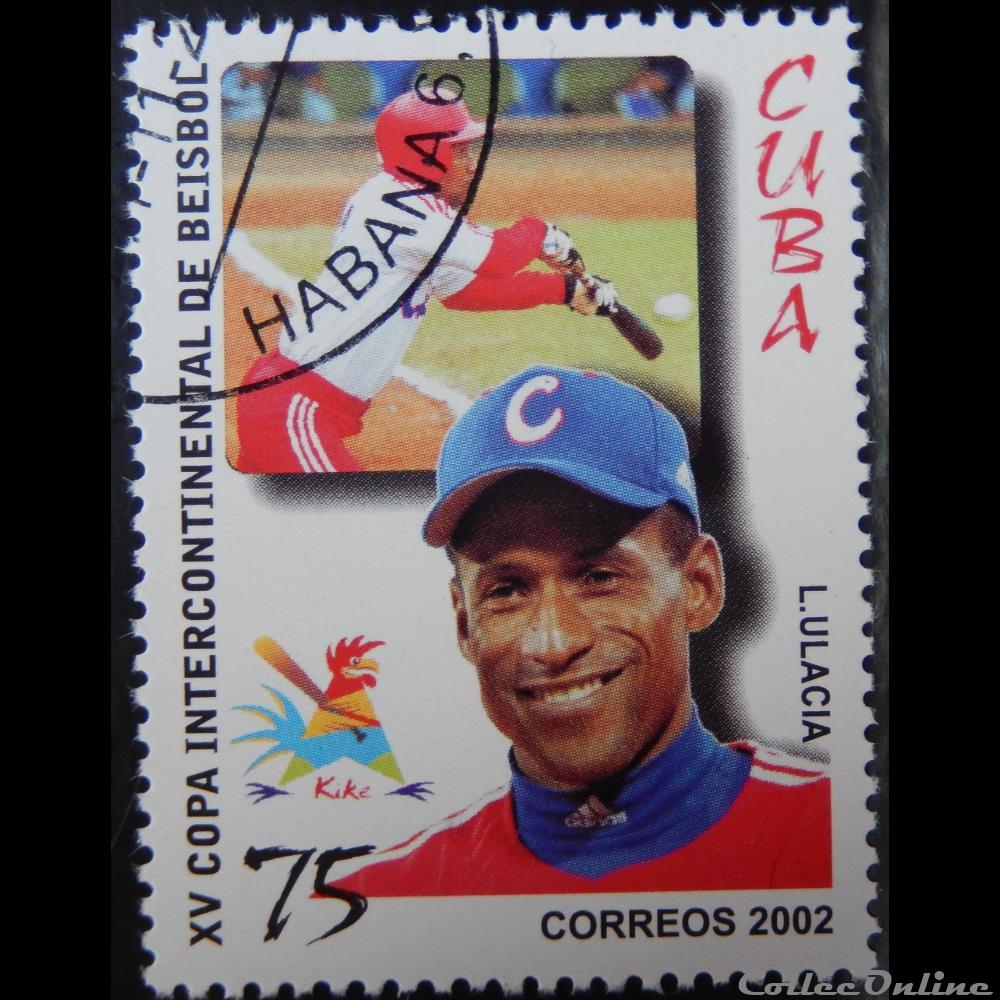 timbre amerique cuba 04471 base ball l ulacia 75c de 2002