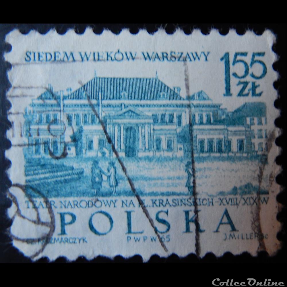 Pologne 01455 théatre national de Varsovie 1.55Zt de 1965 timbre europe pologne 01455 theatre national de varsovie 1 55zt de 1965