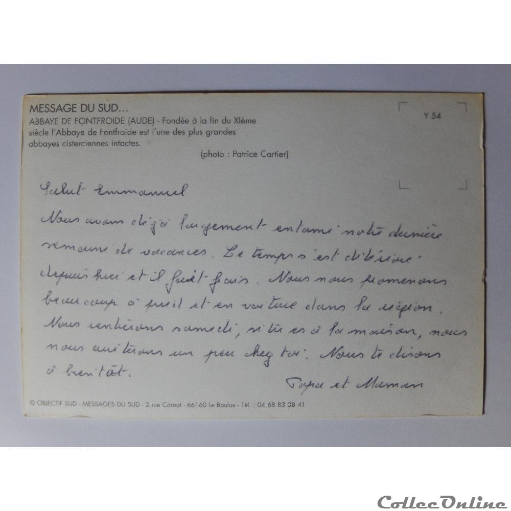 CP de l'Aude, Fontfroide, l'abbaye carte postale france midi pyrenee cp de aude fontfroide abbaye