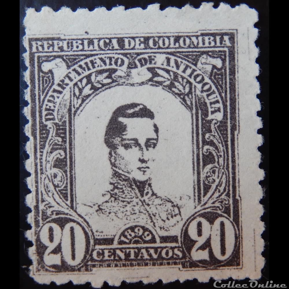Colombie 00107 général Cordoba 20c de 1899 timbre amerique colombie 00107 general cordoba 20c de 1899