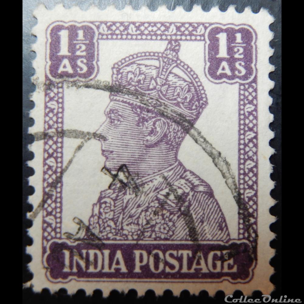 Inde coloniale 00166 roi George VI 1 1/2 Annas de 1942 timbre asie inde coloniale 00166 roi george vi 1 1 2 annas de 1942