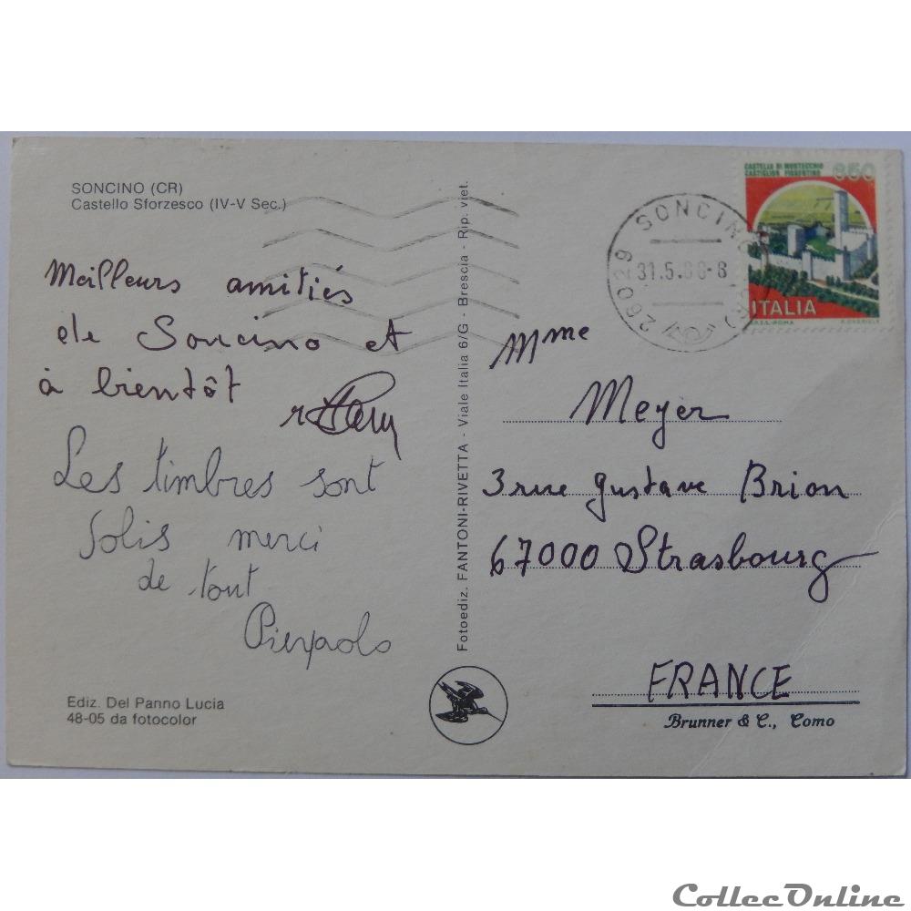 carte postale europe provence cote azur cp italie lombardie soncino