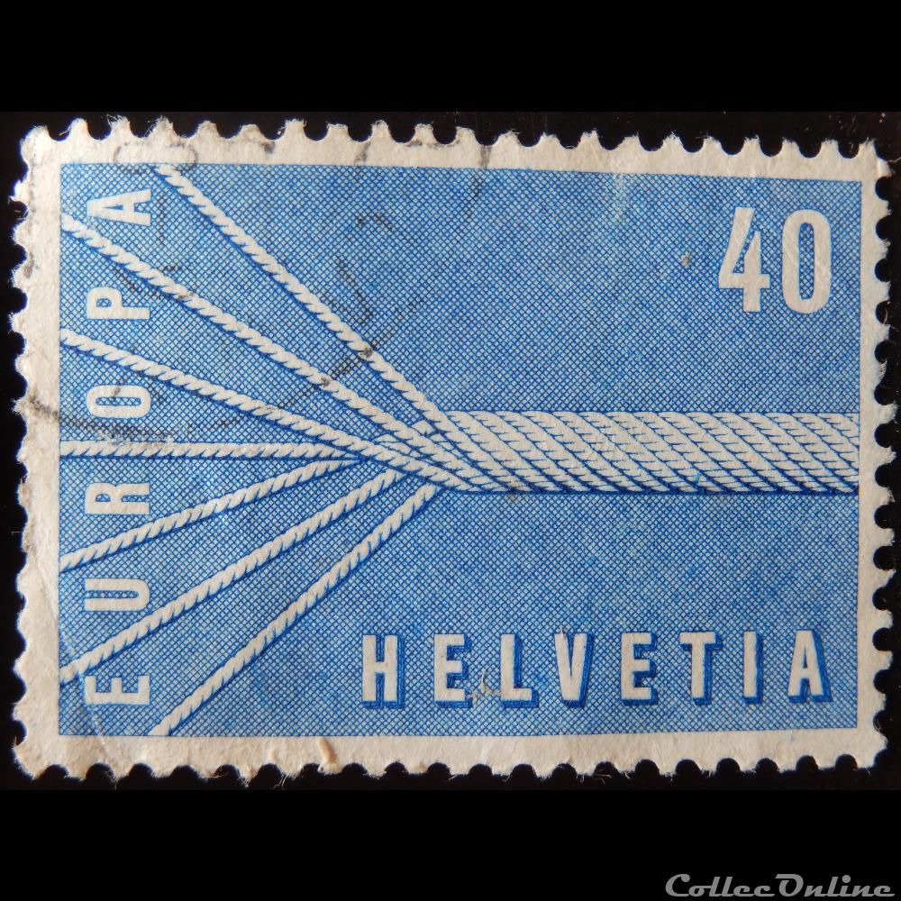 Suisse 00596 Cable à 7 brins 40cts de 1957 timbre europe suisse 00596 cable a 7 brins 40cts de 1957