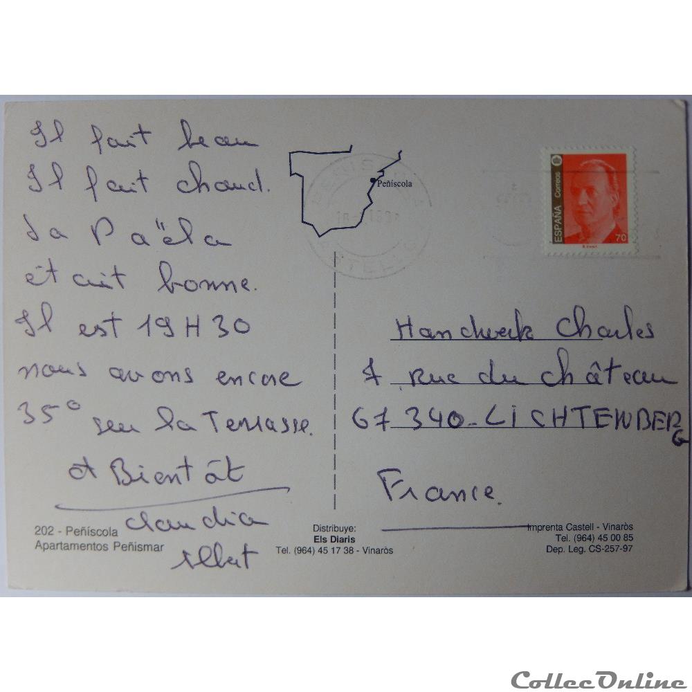carte postale europe bretagne cp espagne communaute valencienne peniscola