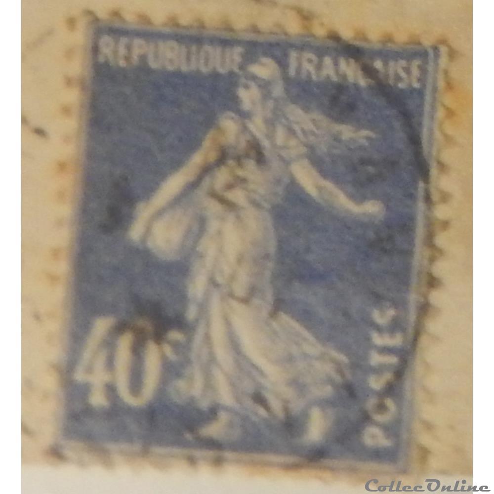 timbre france 00237 semeuse fond plein 3eme serie 40c outremer de 1928
