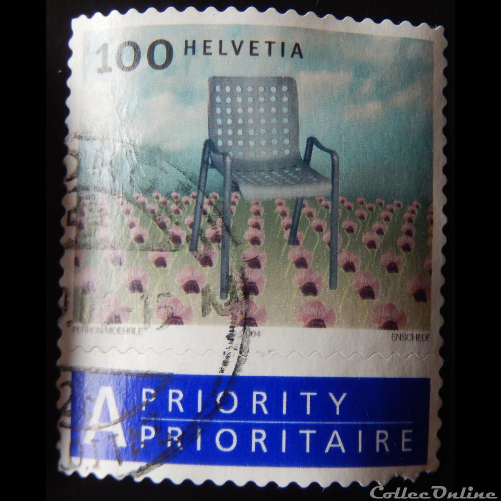 timbre europe suisse 01809 chaise 100cts de 2004