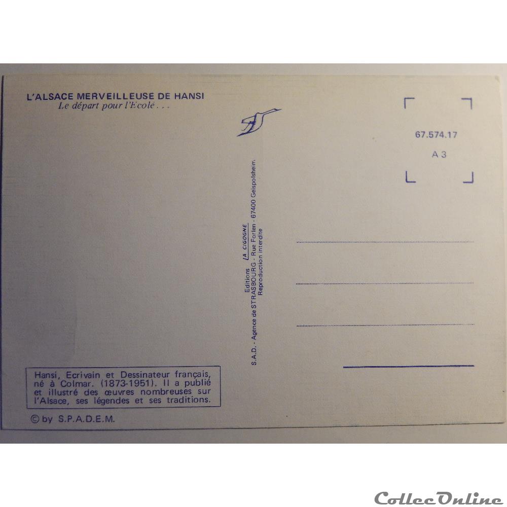 CP Hansi, Le départ pour l'école... carte postale france alsace cp hansi le depart pour ecole