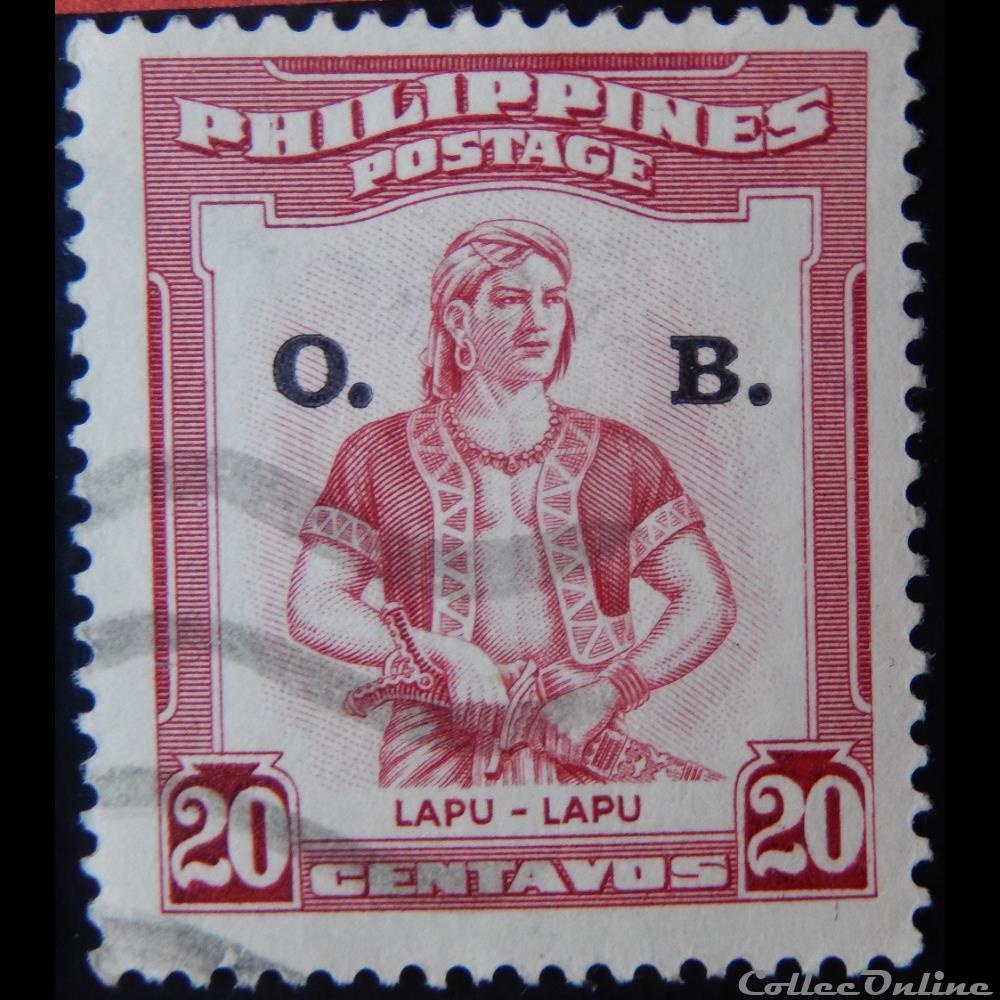 Philippines S0733 Lapu-Lapu 20c de 1955 timbre asie philippines s0733 lapu lapu 20c de 1955