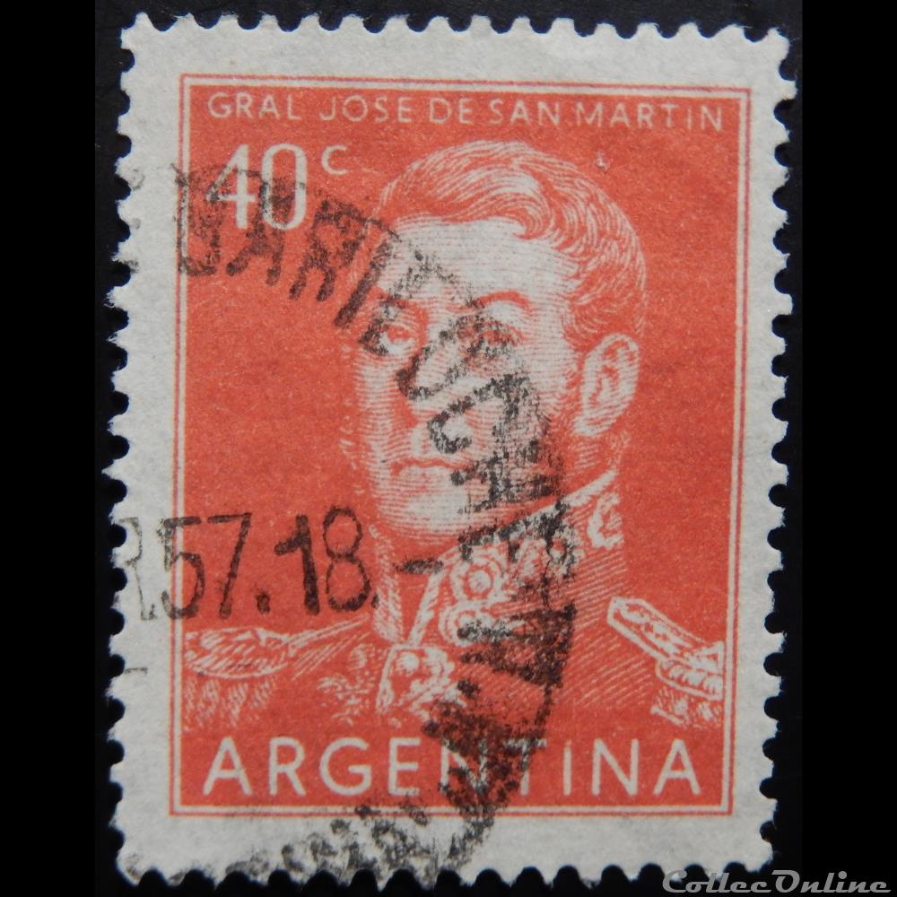 timbre amerique argentine 00569 general jose francisco de san martin 40c de 1956
