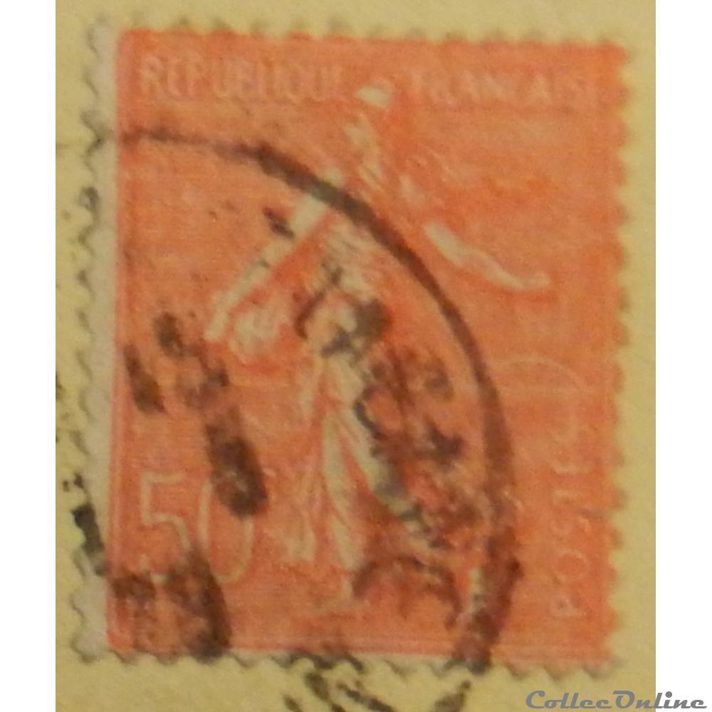 timbre france 00199 semeuse lignee 50c rouge de 1926
