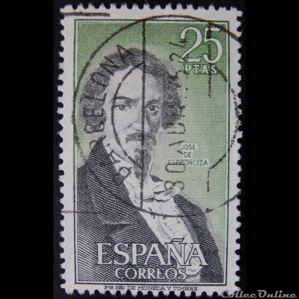 timbre europe espagne 01726 jose de espronceda 25ptas de 1972