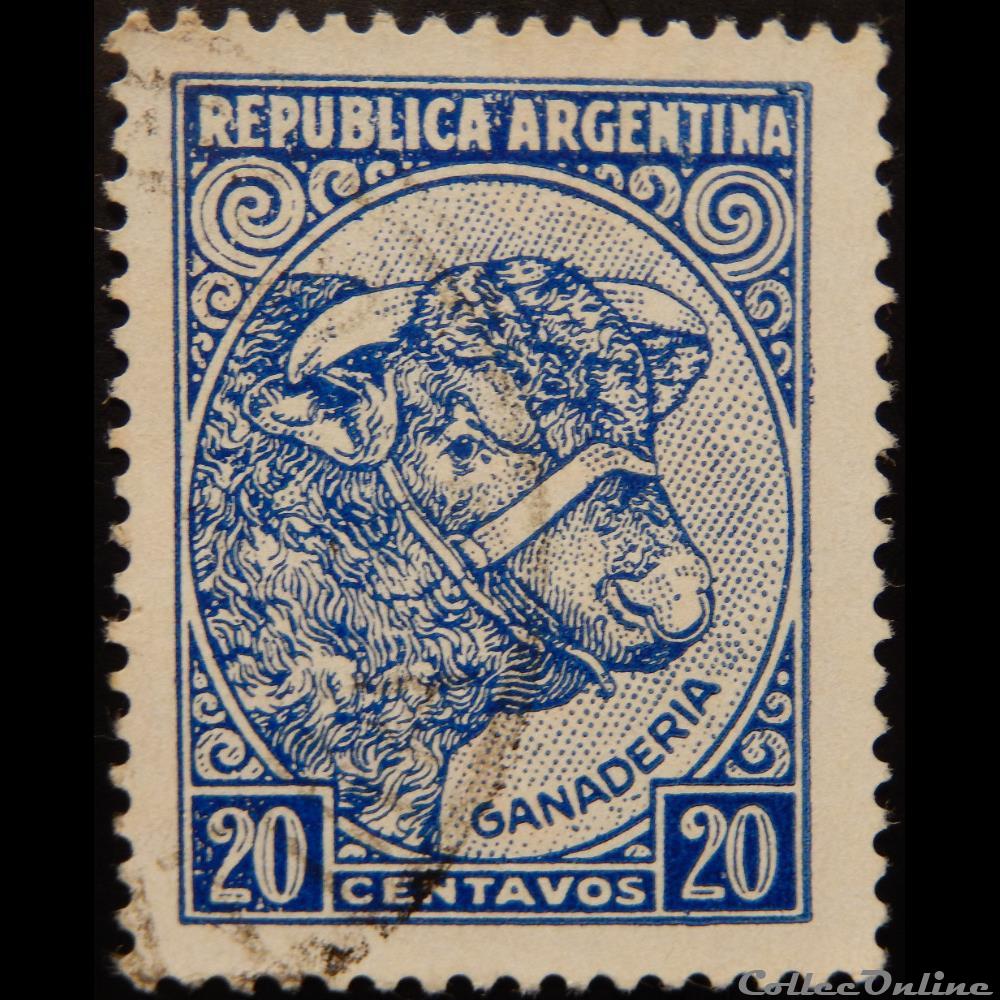 timbre amerique argentine 00511 elevage de bovins 20c de 1951