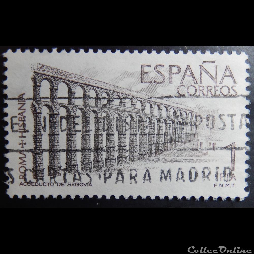 timbre europe espagne 01839 aqueduc romain de segovie 1ptas de 1974