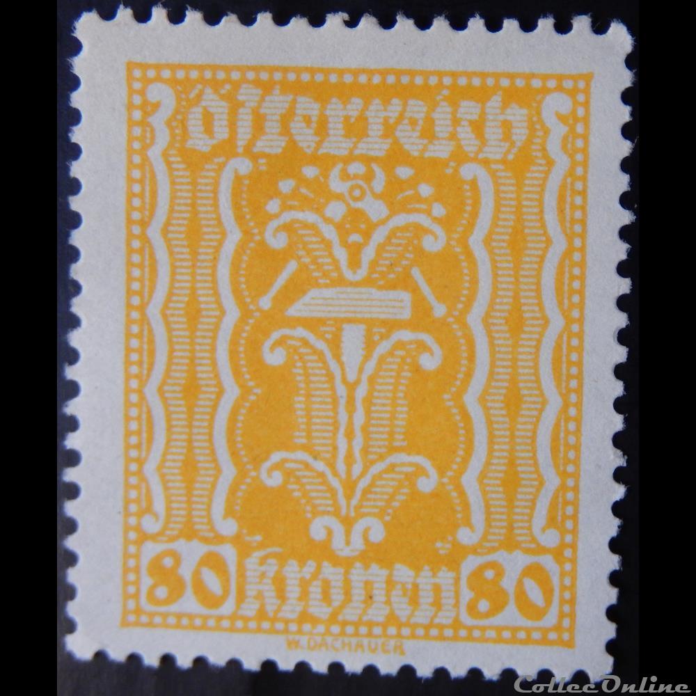 timbre europe autriche 00270 symbolisme marteau et pince 80kr de 1922