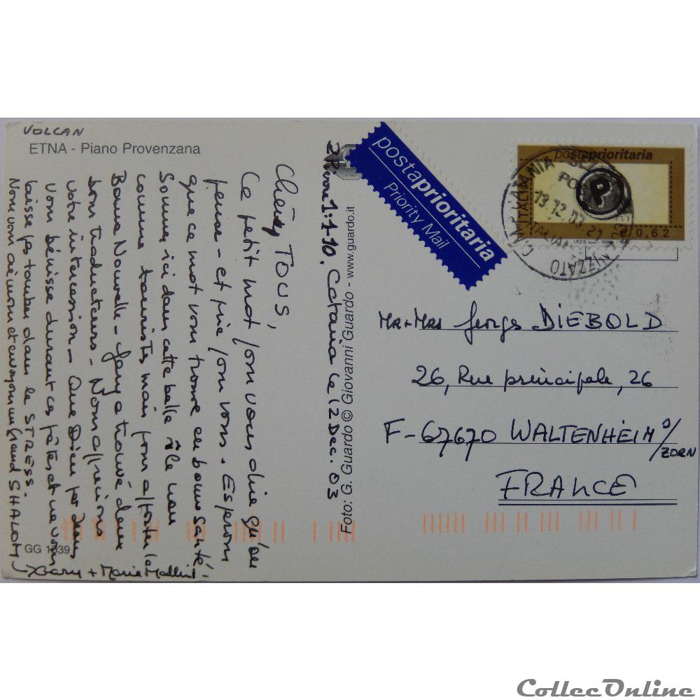 CP d'Italie, Sicile, Etna carte postale europe alsace cp italie sicile etna