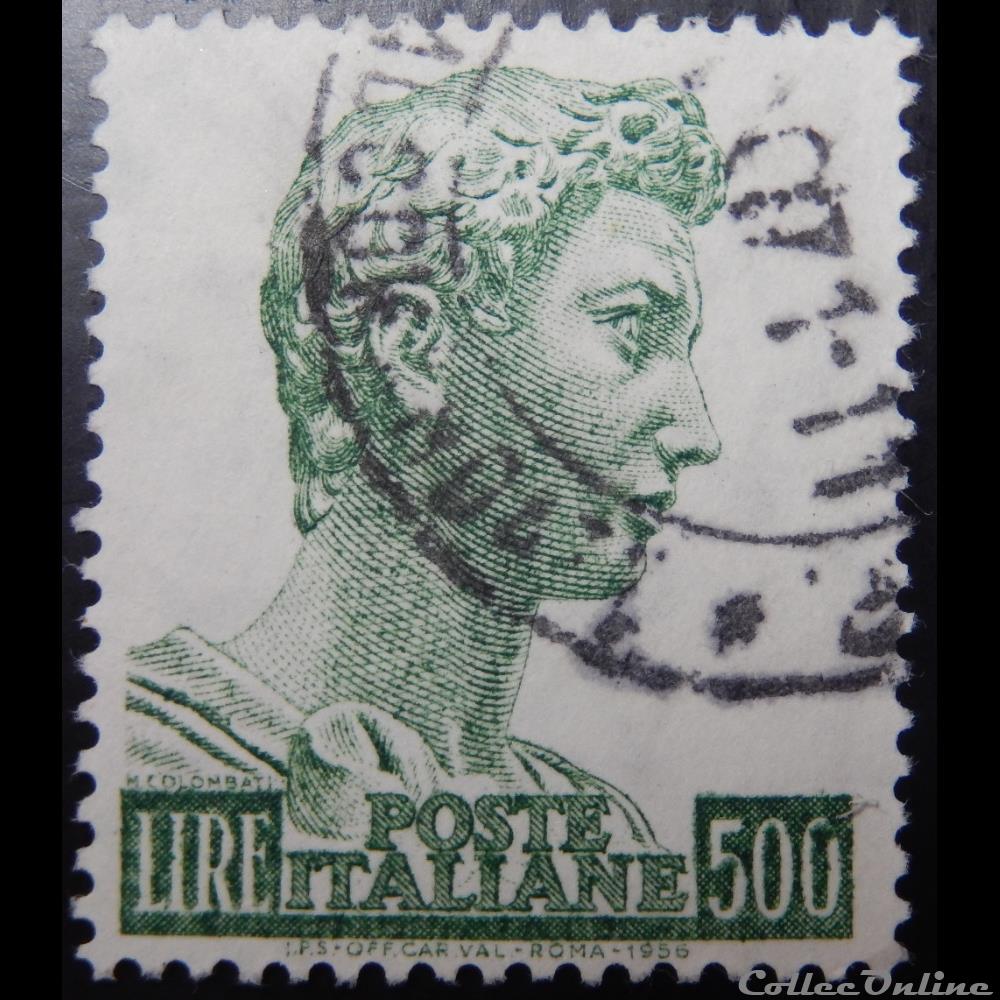 timbre europe italie 00738 tete de la statue de st georges 500 lires de 1957