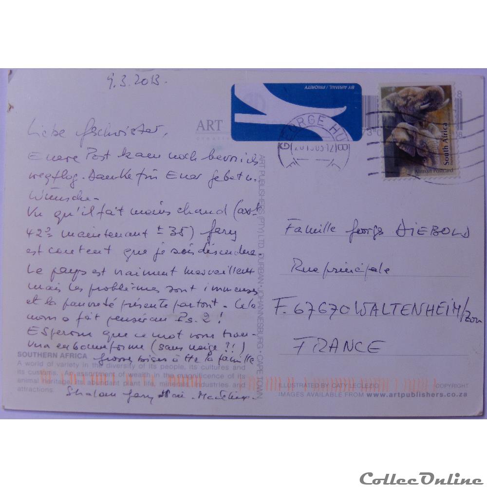 CP d'Afrique du Sud carte postale lorraine cp afrique du sud