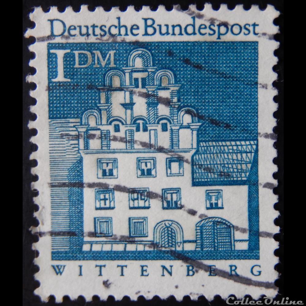 timbre europe allemagne rfa 00360 maison melanchthon wittenberg 1dm de 1966