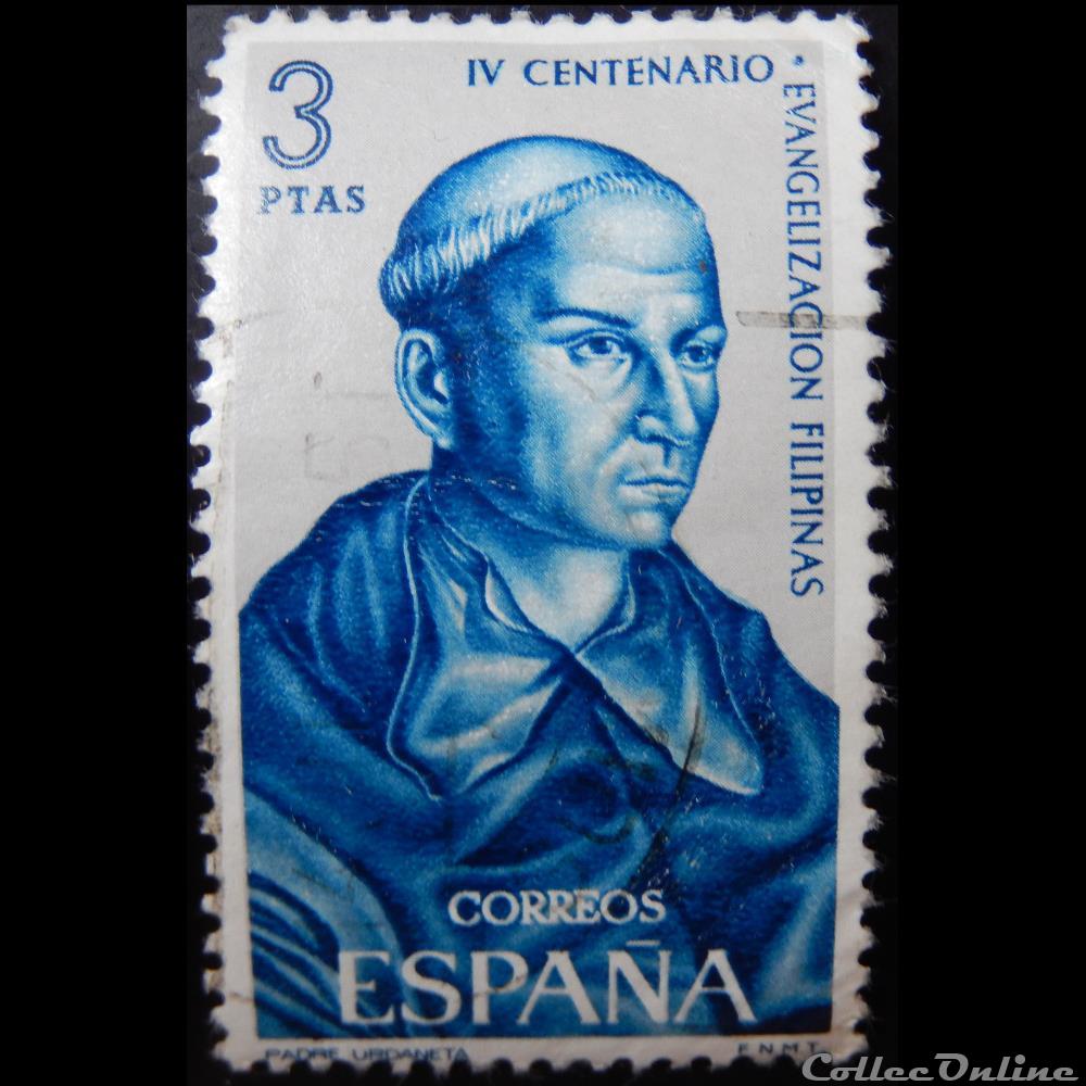 timbre europe espagne 01356 andres de urdaneta 3ptas de 1965