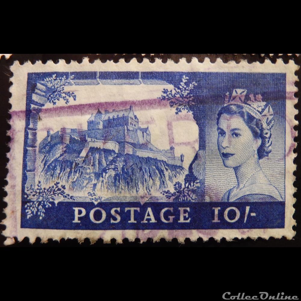 timbre europe royaume uni 00353 chateau edinburg 10s de 1959