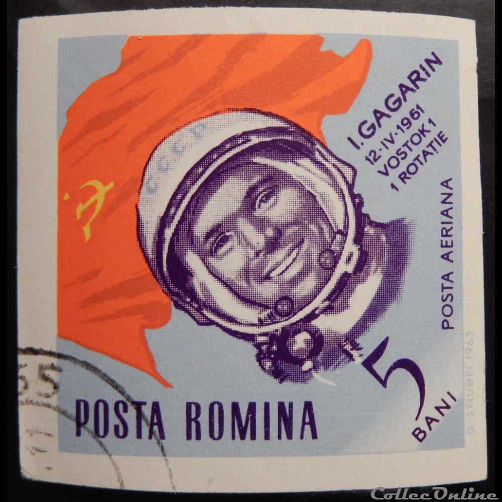 timbre europe roumanie pa0199 youri gagarine 5 bani de 1964