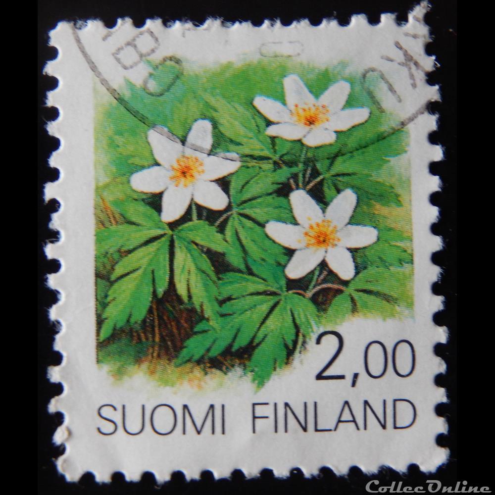 Finlande 01066 anémone sylvie 2M de 1990 timbre europe finlande 01066 anemone sylvie 2m de 1990