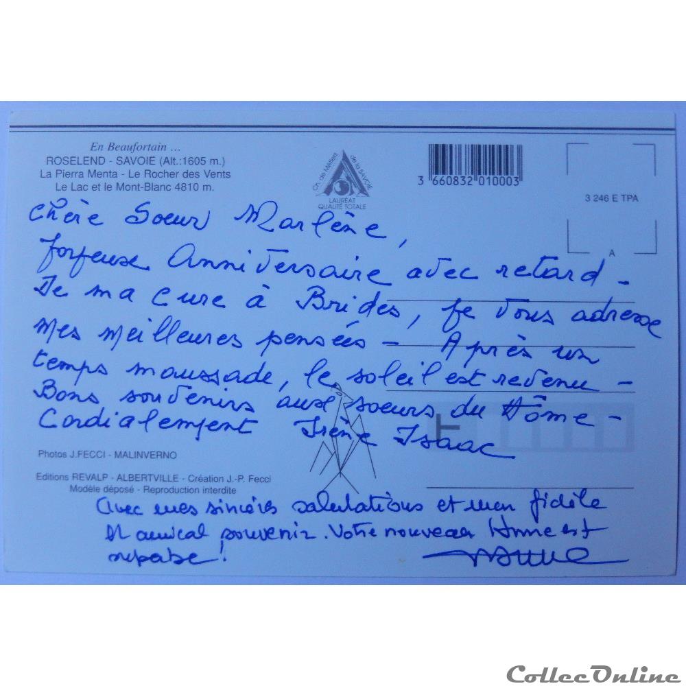 carte postale france rhone alpe cp de savoie roselend