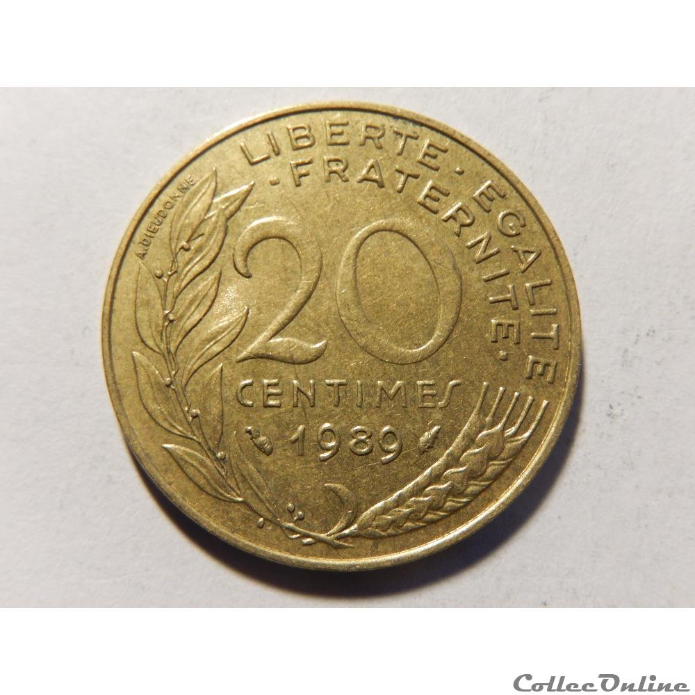 monnaie france moderne 20 centimes marianne 1989