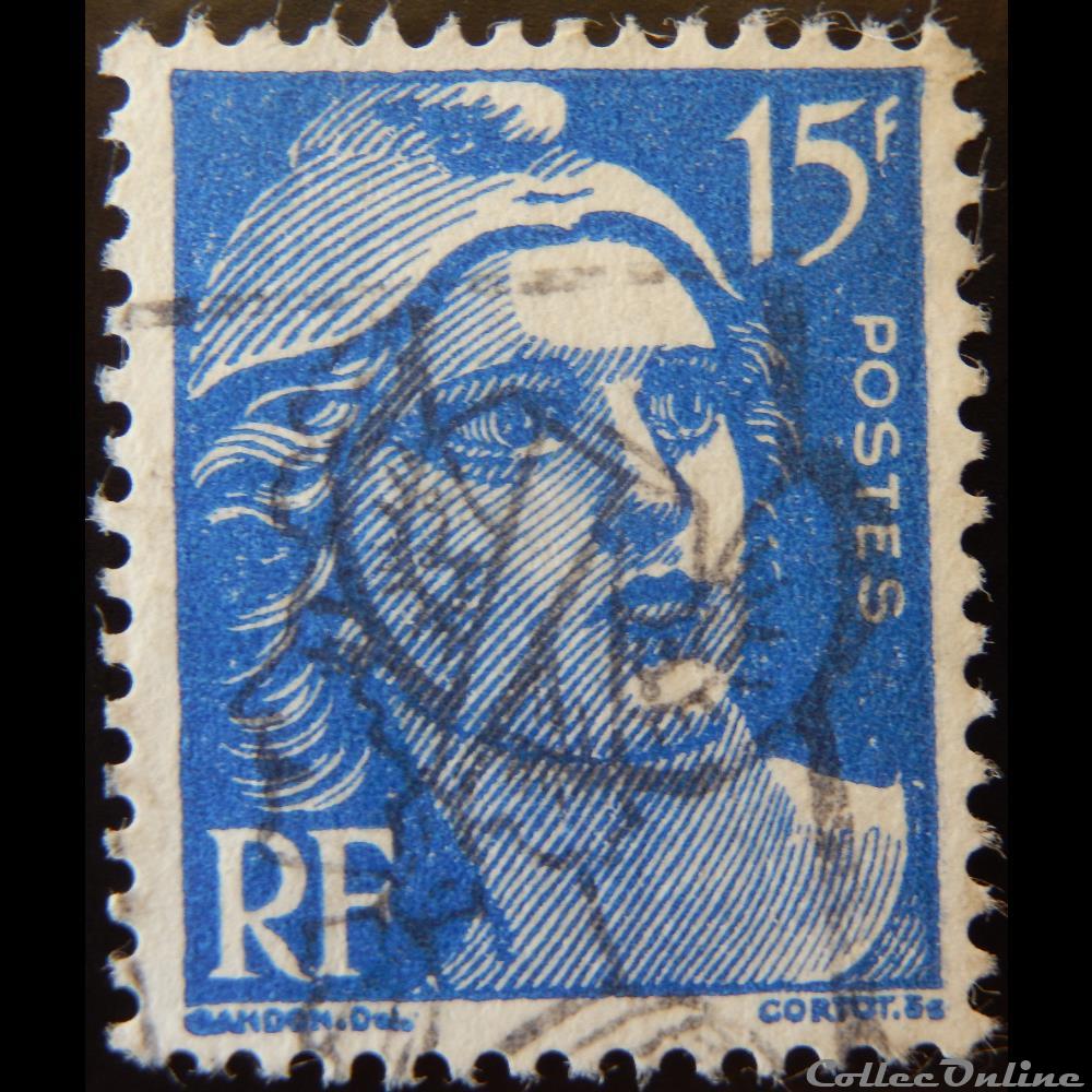 00886 Marianne de Gandon 15 F outremer de 1951 2 timbre france 00886 marianne de gandon 15 f outremer de 1951