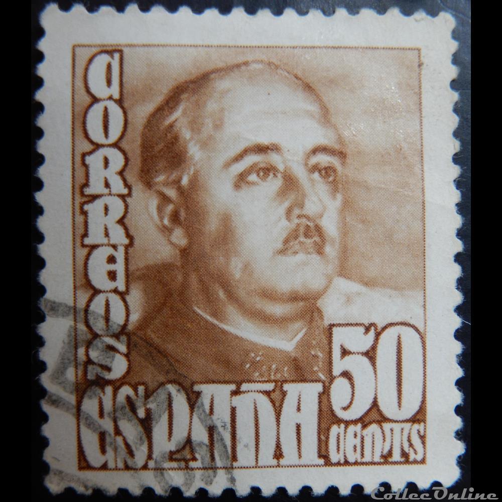 Espagne 00770A général Francisco Franco 50c de 1952 timbre europe espagne 00770a general francisco franco 50c de 1952