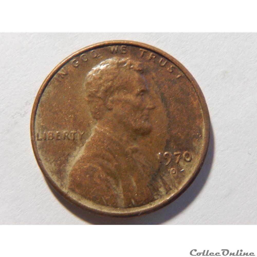 1 cent de 1970 D 2 monnaie monde etat uni 1 cent de 1970 d