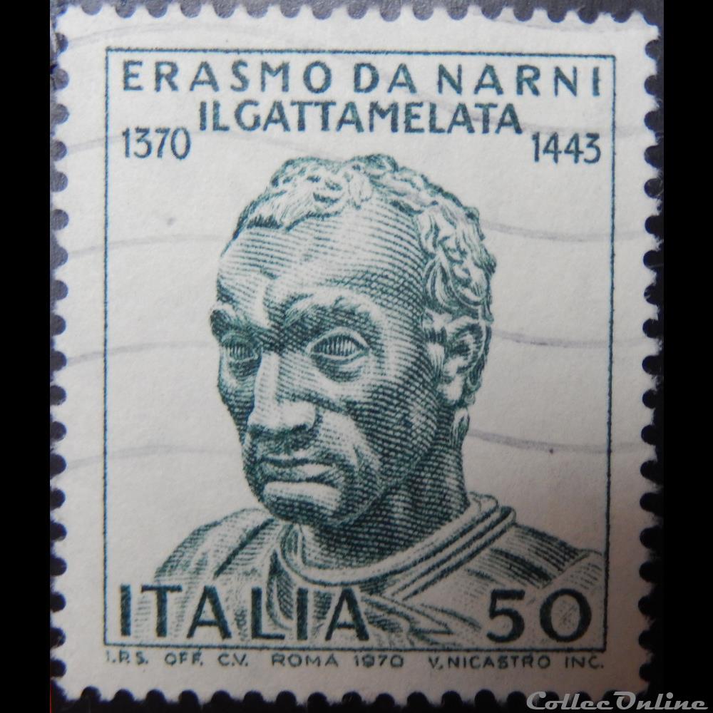 timbre europe italie 01049 erasmo da narni il gattamelata 50 lires de 1970