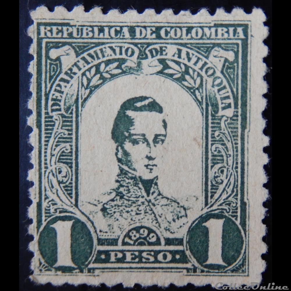 Colombie 00109 général Cordoba 1p de 1899 timbre amerique colombie 00109 general cordoba 1p de 1899